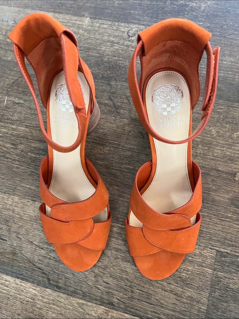 Vince Camuto Burnt Orange Suede Ankle-Strap Sandals